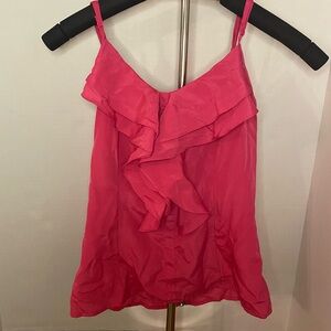 Miley Cyrus & Max Azria Women’s Small Pink Ruffle Camisole Top with Zipper Back